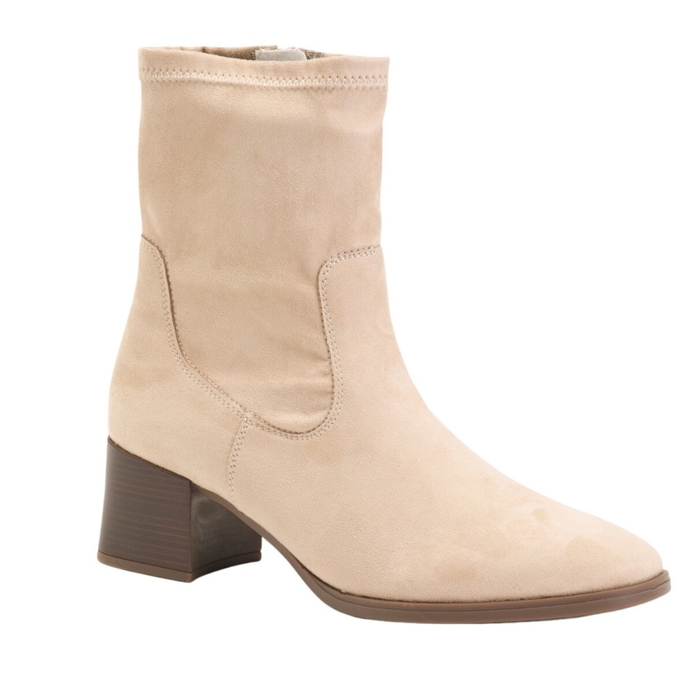 New Remonte Gwyneth 70‎ Beige Suede Leather Block Heel Ankle Boots Women Size 10